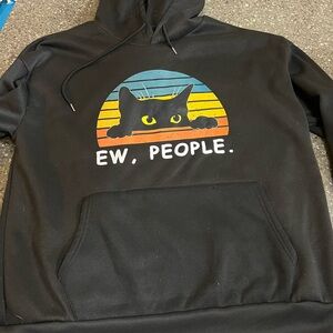 Black Cat Graphic Hoodie for Cat Lovers Funny Size XXL Cats Cat Lady Humor